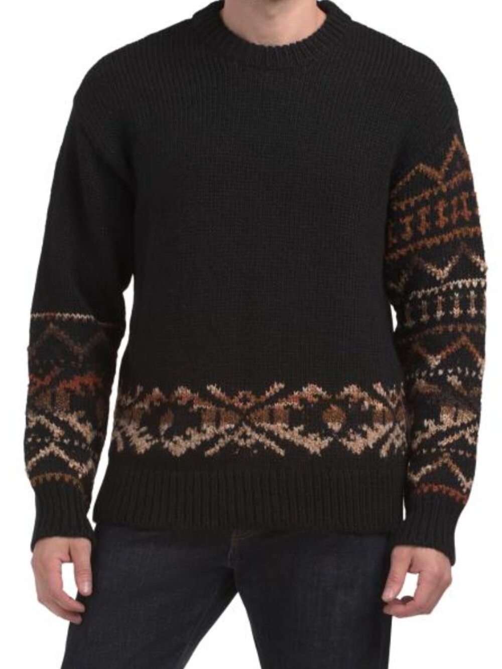 NN07 Men's Black Long Sleeve Crew Neck Knit Sweater